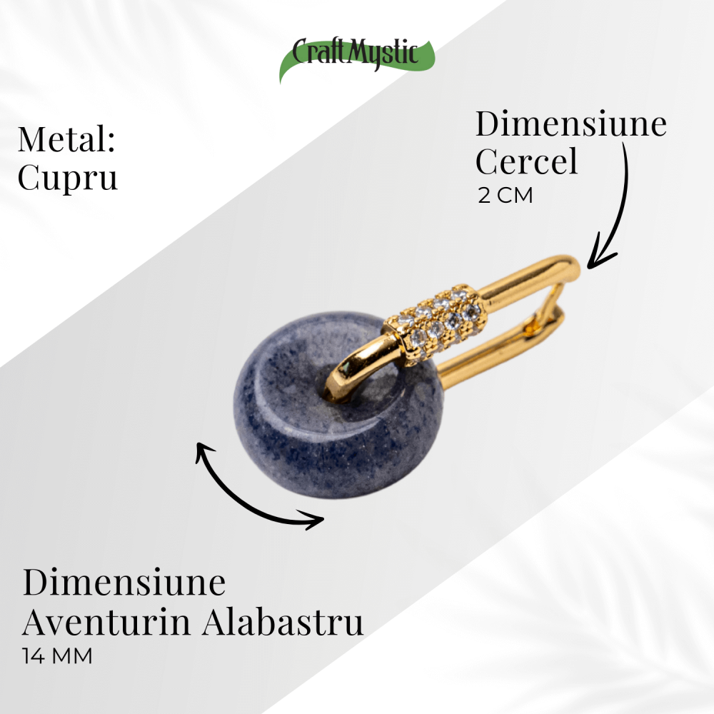 Cercei Cupru Placat Auriu cu Aventurin Albastru forma Pi – Claritate, Calm si Echilibru Interior [5]