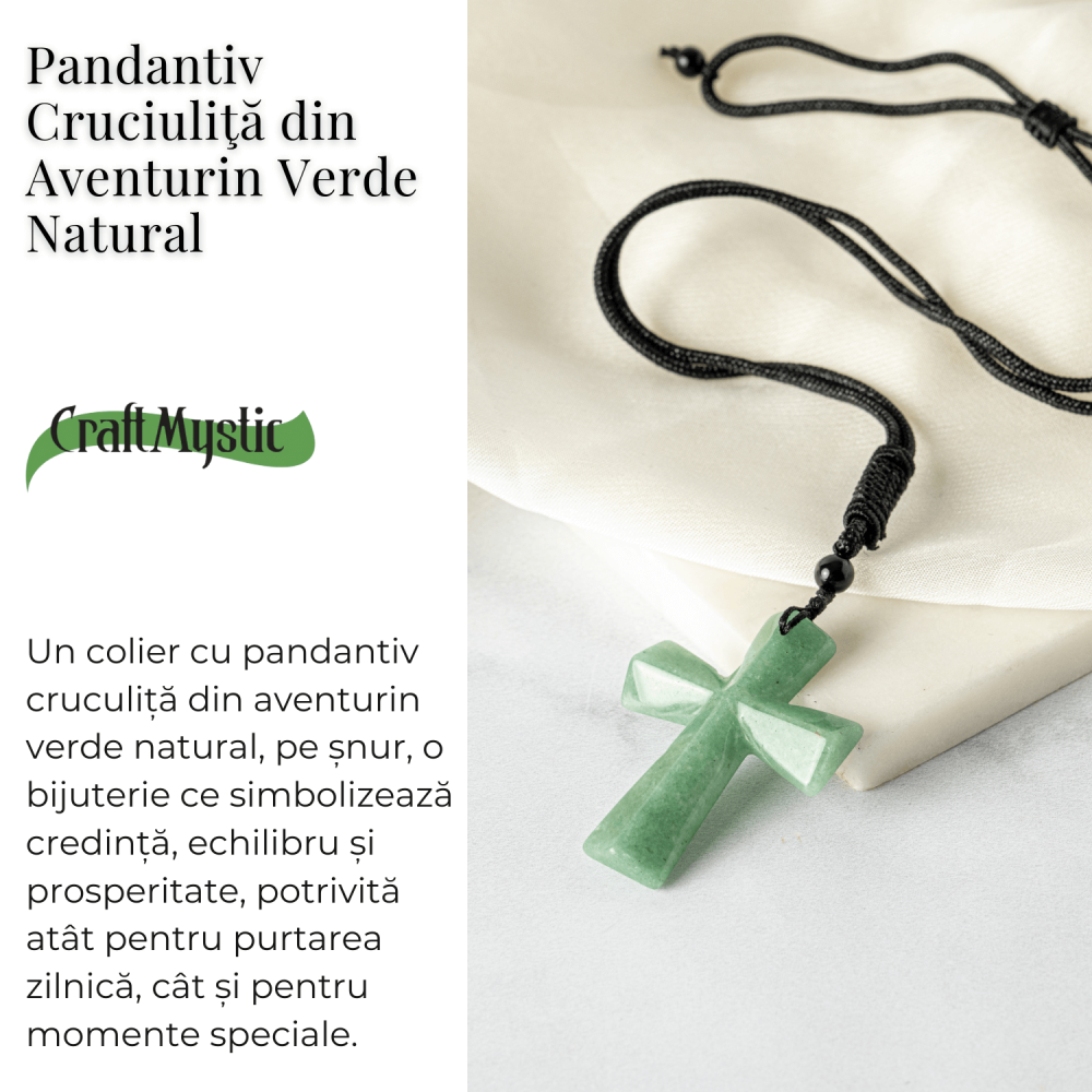 Noroc si Vindecare – Colier Cruce din Aventurin Verde Natural [3]