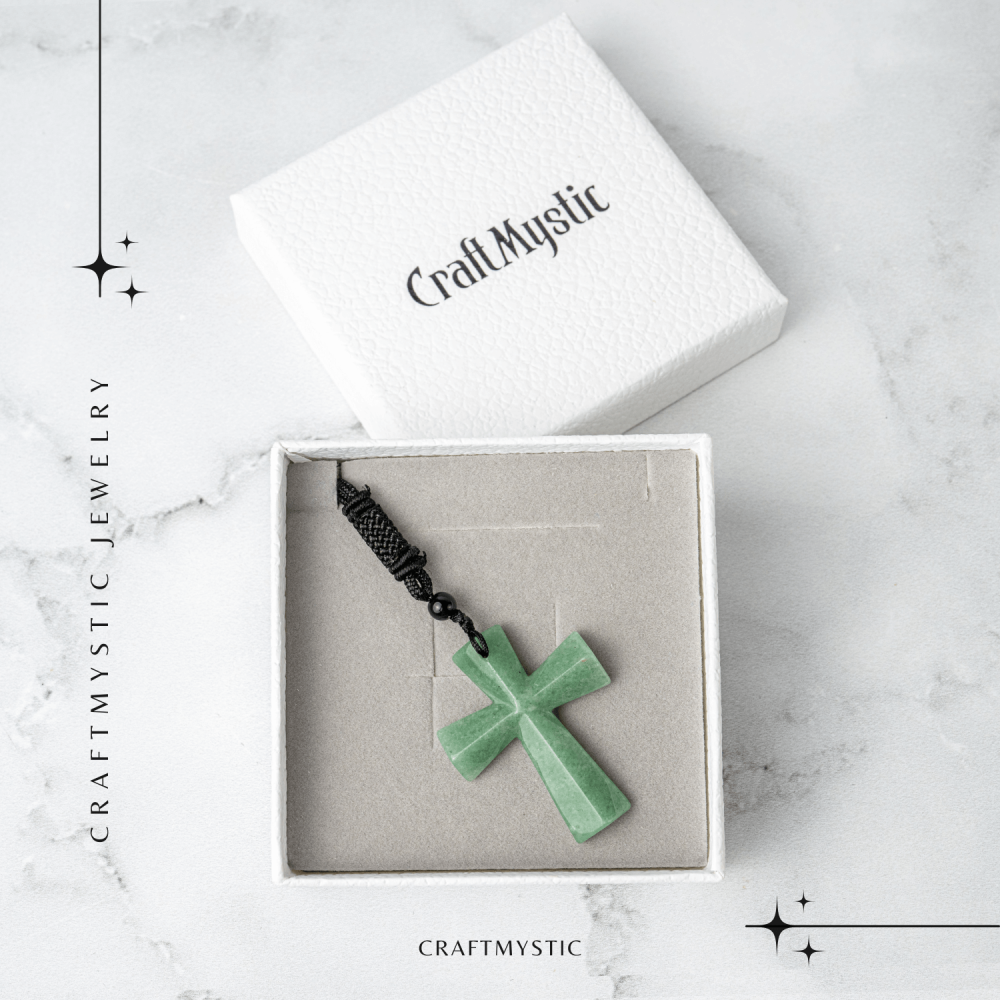 Noroc si Vindecare – Colier Cruce din Aventurin Verde Natural [7]
