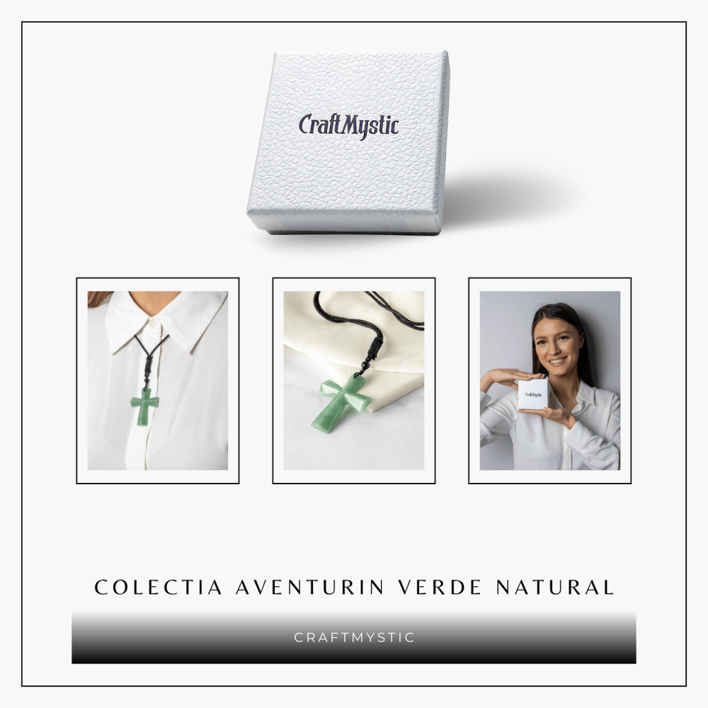 Noroc si Vindecare – Colier Cruce din Aventurin Verde Natural [8]