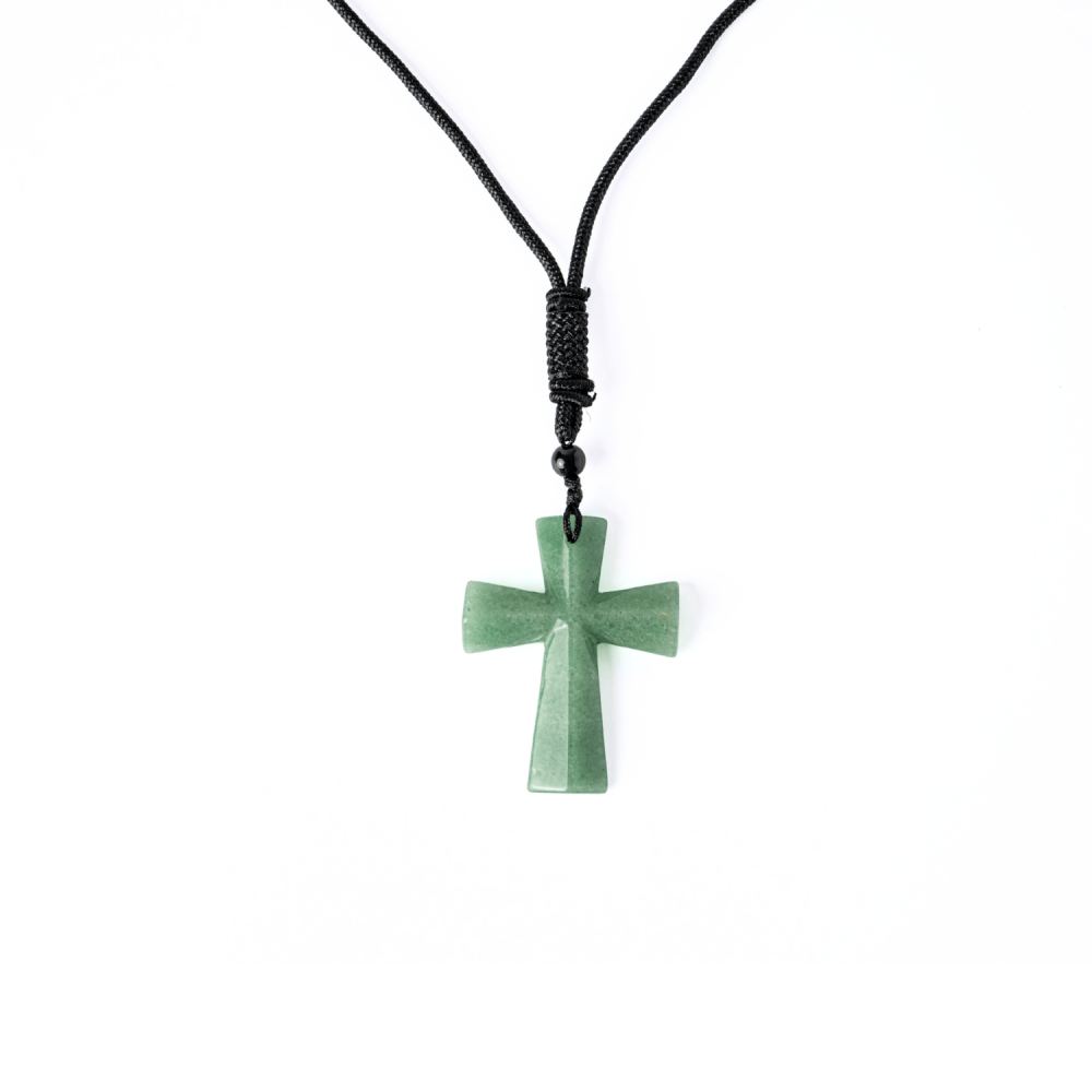 Noroc si Vindecare – Colier Cruce din Aventurin Verde Natural [9]