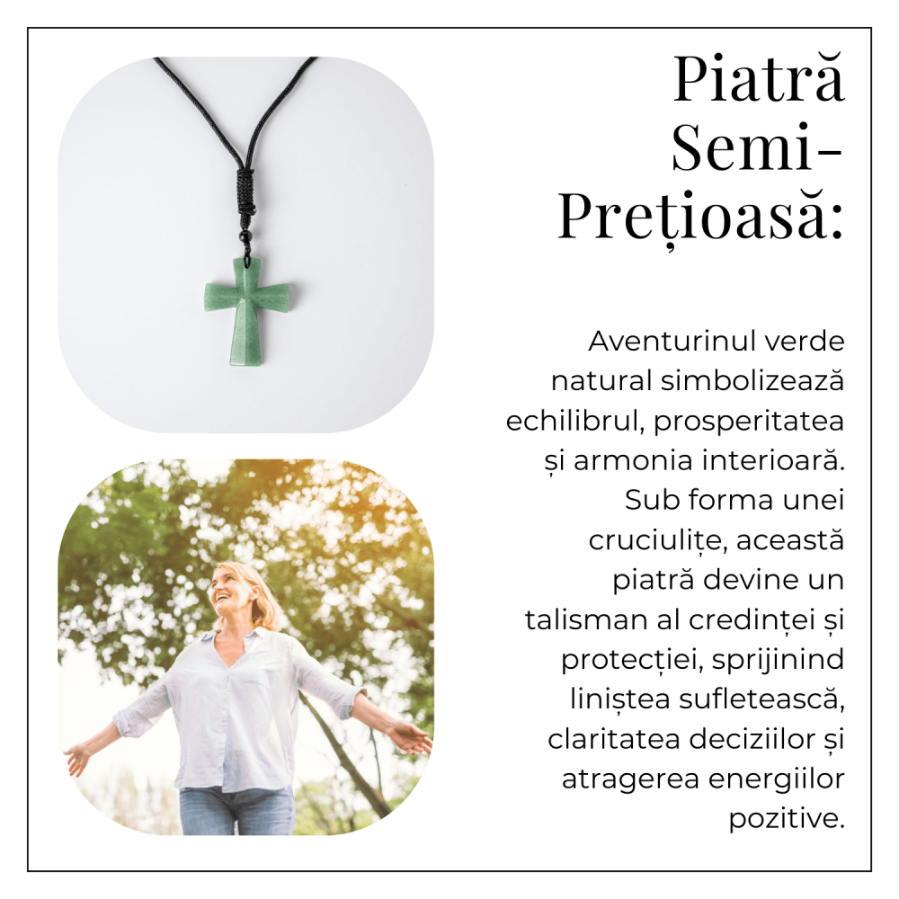 Noroc si Vindecare – Colier Cruce din Aventurin Verde Natural [6]