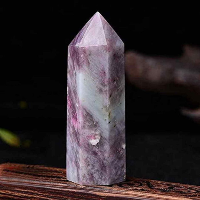 Turn de cristal din Turmalina Roz 9-10 cm Bagheta cu 6 fete pentru vindecare, meditatie si decor in casa si birou [6]