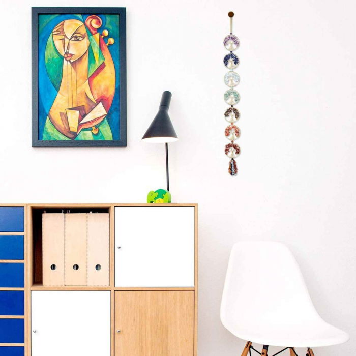 Set coliere ce contine 7 cristale naturale chakre si doua lanturi de franghie reglabile, realizate manual de diferite dimensiuni, un cadou ideal pentru femei, barbati si copii [8]