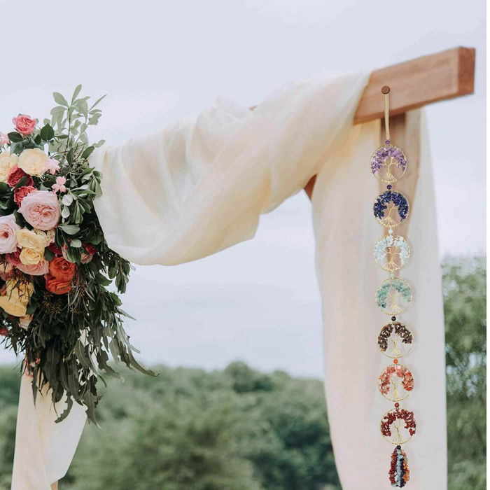 Set coliere ce contine 7 cristale naturale chakre si doua lanturi de franghie reglabile, realizate manual de diferite dimensiuni, un cadou ideal pentru femei, barbati si copii [4]