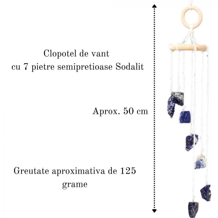 Clopotel de Vant Artizanal cu Pietre Semipretioase de Sodalit - Armonie si Eleganta in Casa Ta [2]