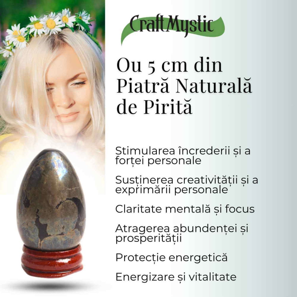 Ou Pirita 50mm cu Suport – Atrage Prosperitatea si Protectia Energetica [3]