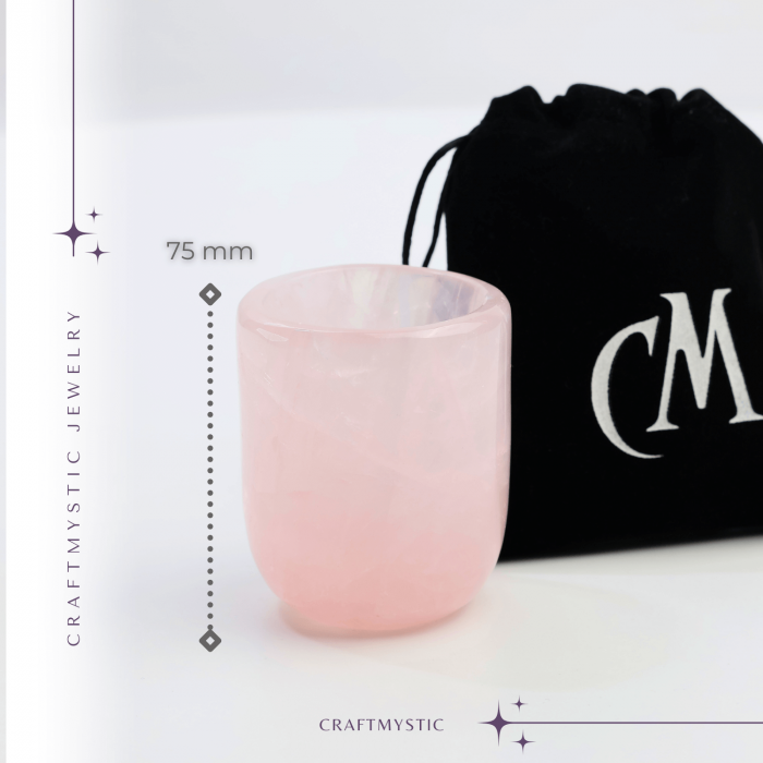 Pahar din Cuart Roz Natural, Sculptat Manual, 75 mm - Armonizare si Relaxare [2]