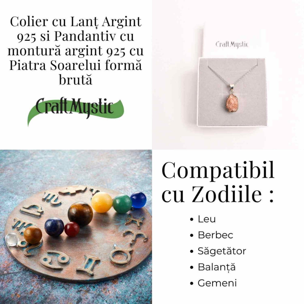 Colier Argint 925 cu Piatra Soarelui Brut - Energie Pozitiva [5]