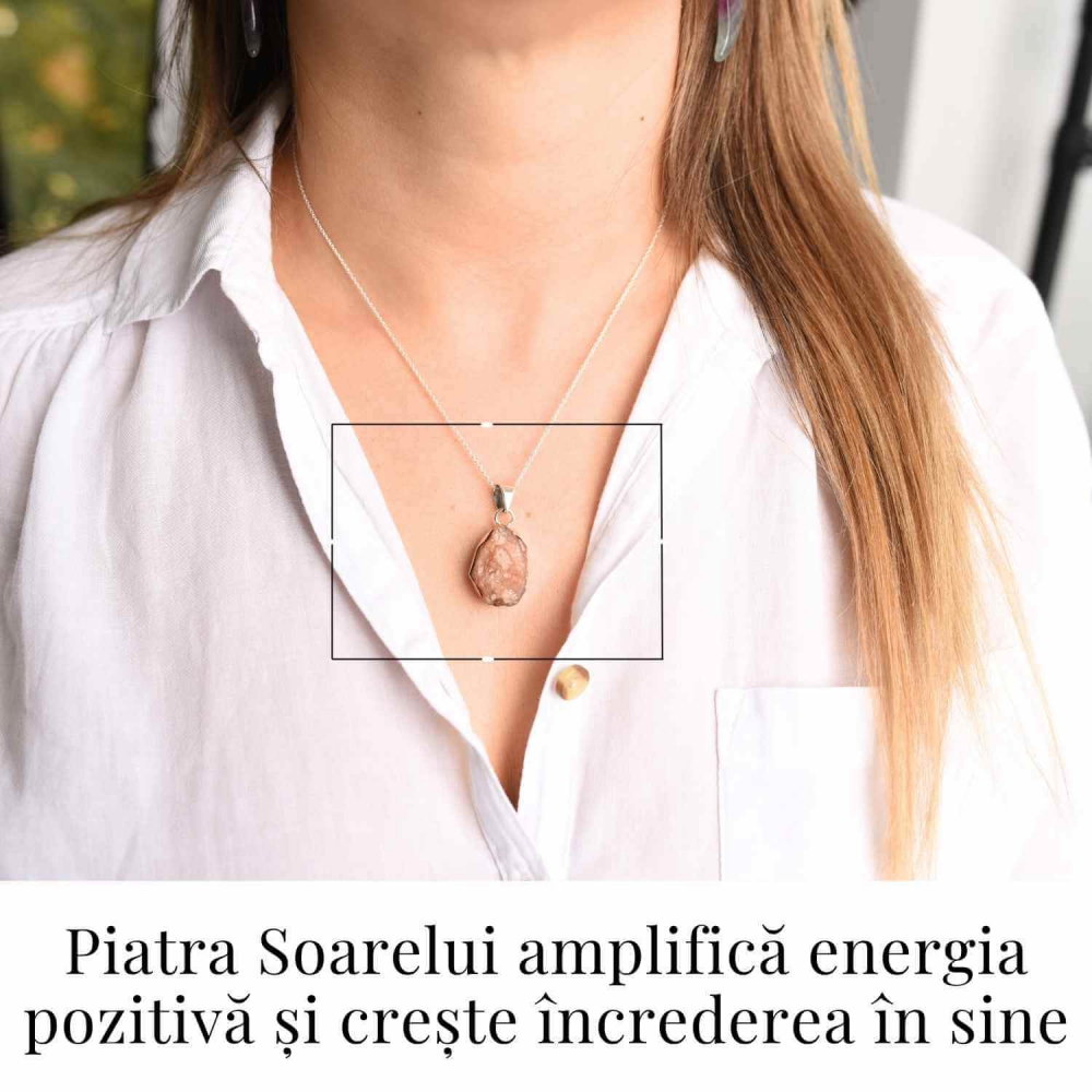Colier Argint 925 cu Piatra Soarelui Brut - Energie Pozitiva [2]
