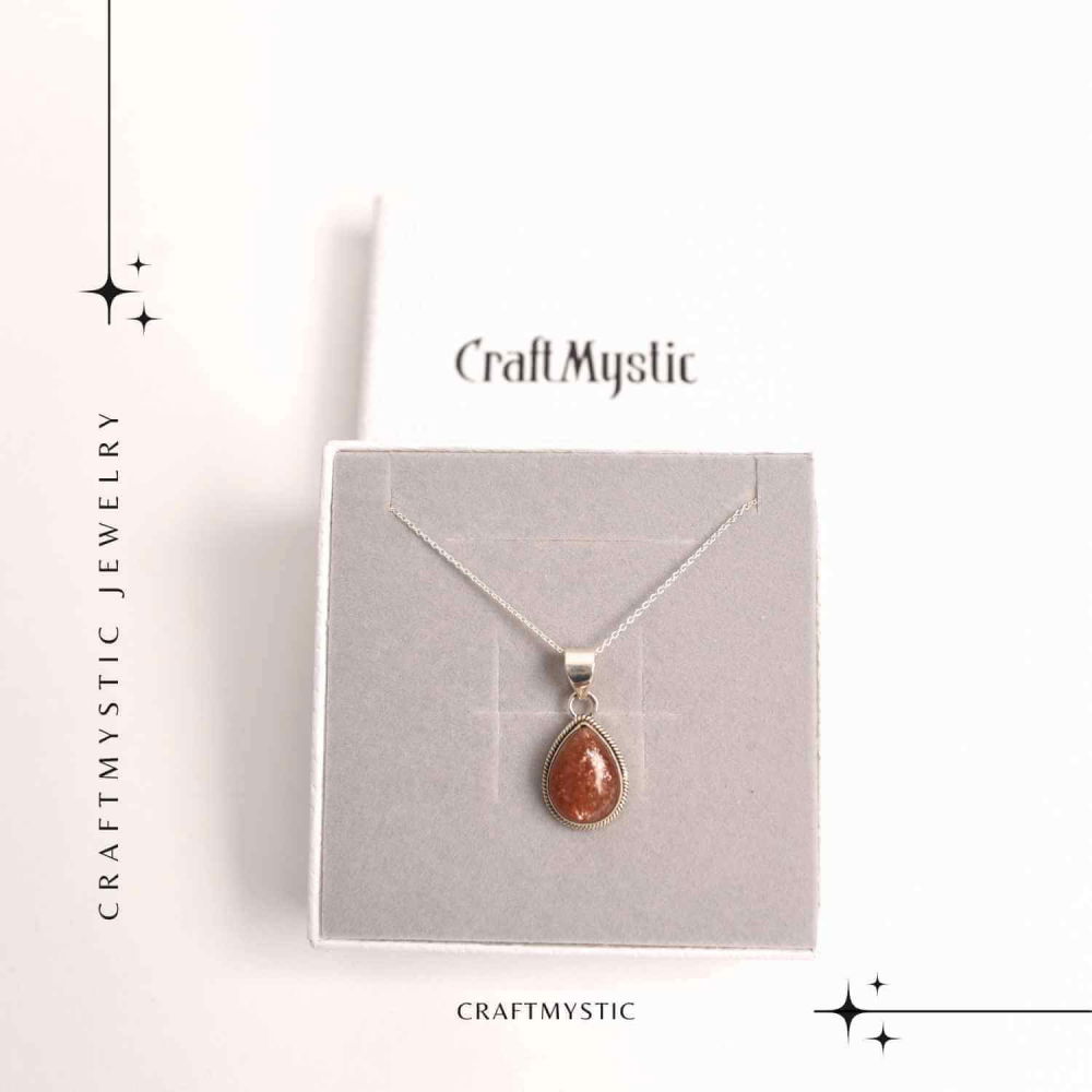 Colier cu Piatra Soarelui Strop de Ploaie, Argint 925, Energie Pozitiva [6]