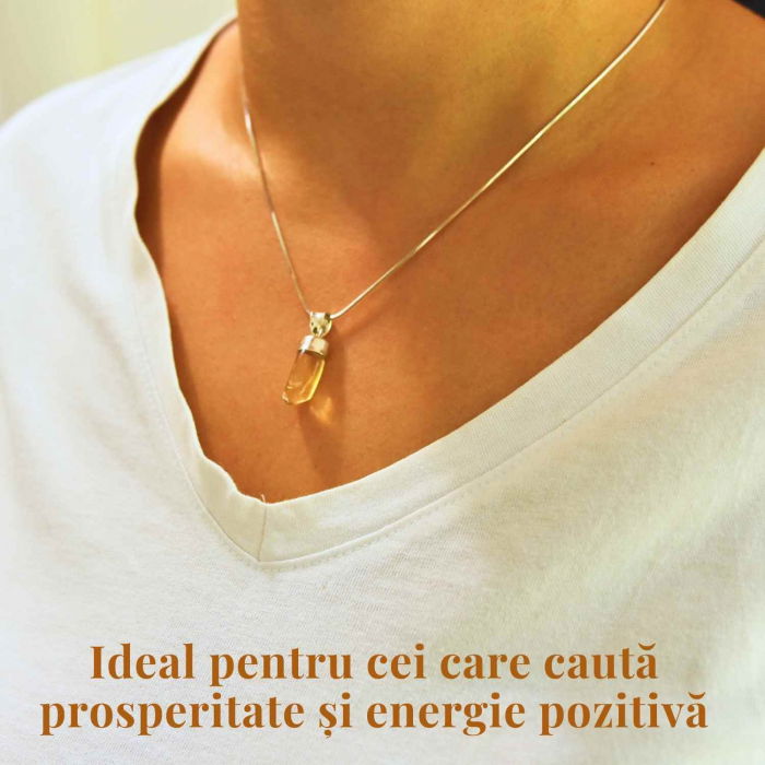 Pandantiv Argint cu Citrin - Energia si Stralucirea Naturii, 24mm [3]