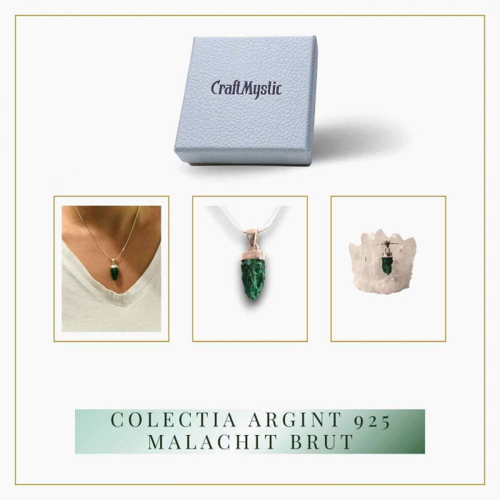 Pandantiv Argint cu Malachit Brut - Energie si Echilibru, 20mm [6]