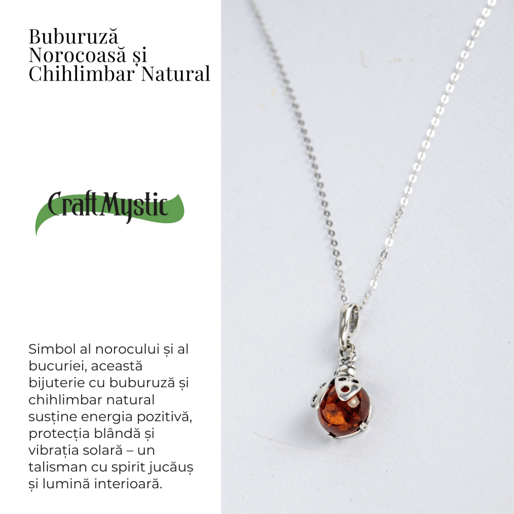 Colier Buburuza cu Chihlimbar si Lant Argint 925 [6]