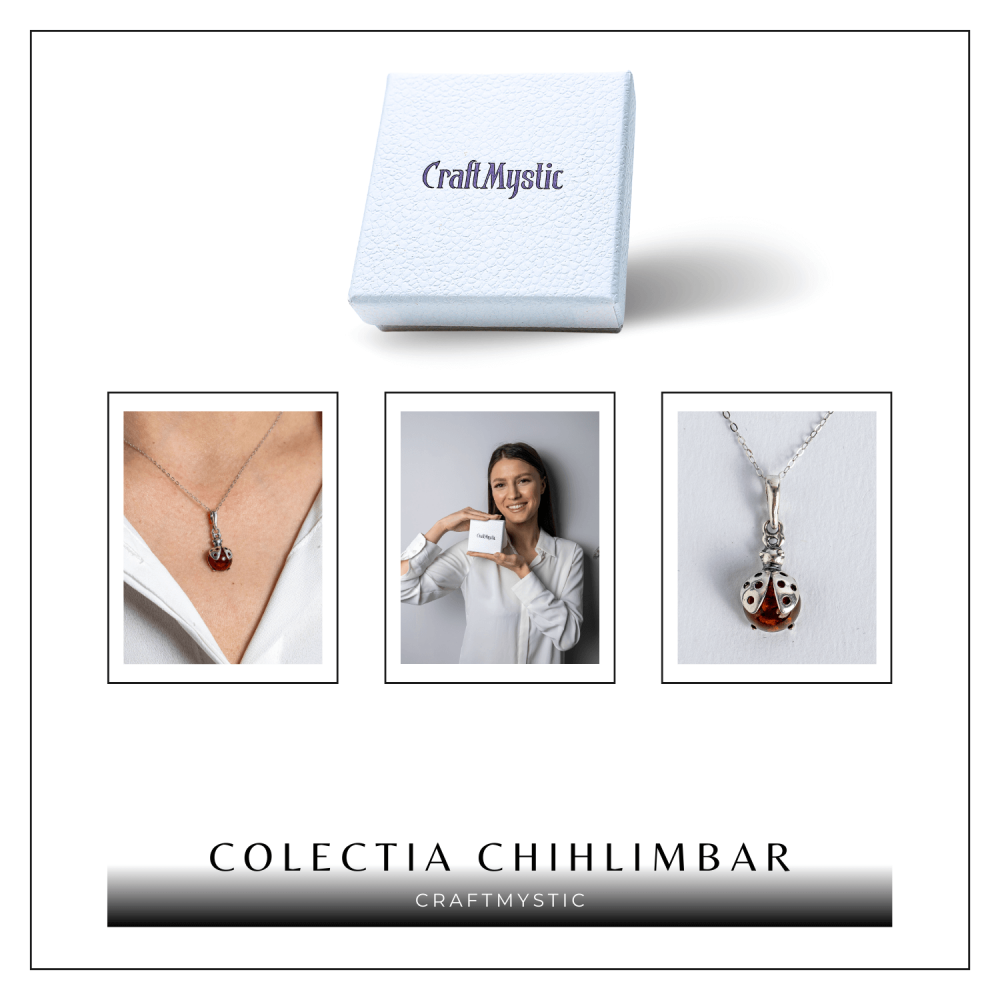 Colier Buburuza cu Chihlimbar si Lant Argint 925 [7]