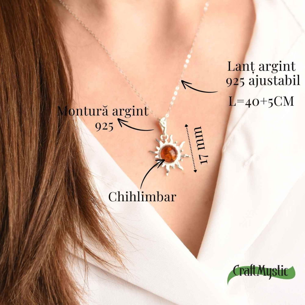 Colier argint 925 cu chihlimbar natural pentru echilibru si stil [4]