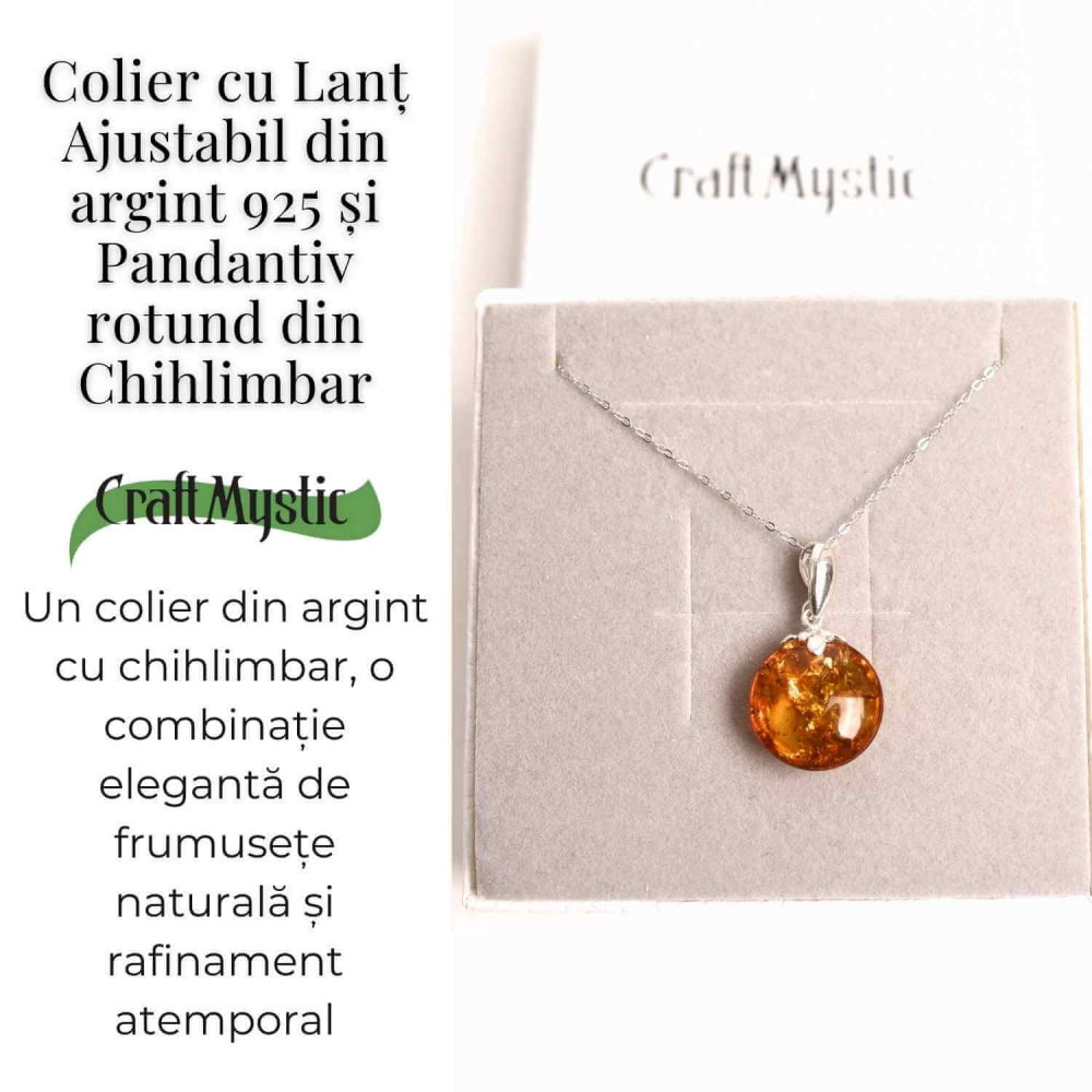 Colier argint 925 cu chihlimbar natural - design rotund elegant [3]