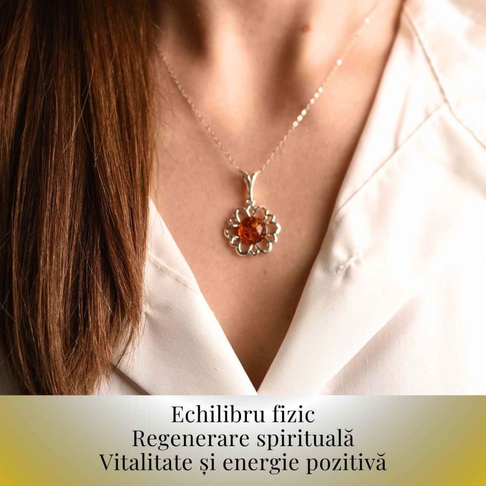 Colier argint 925 cu chihlimbar natural - frumusetea florii [6]