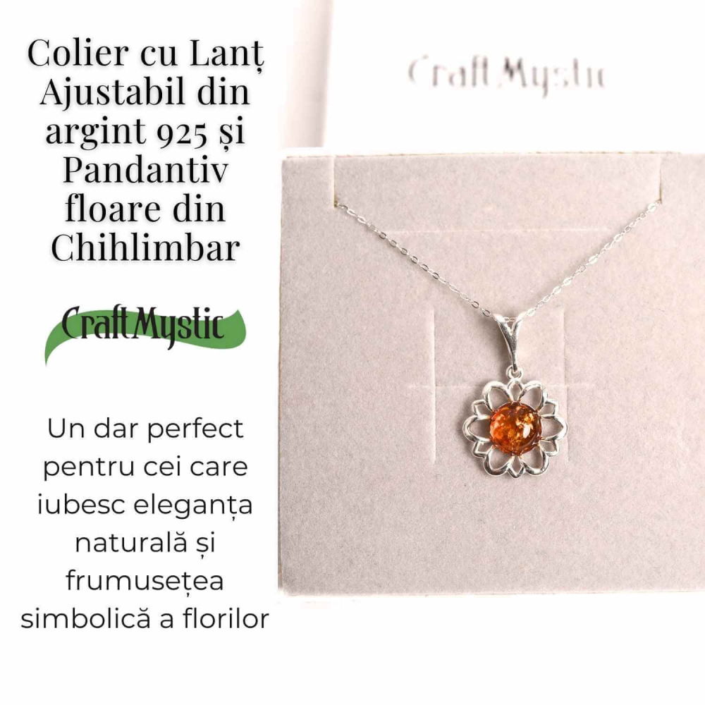 Colier argint 925 cu chihlimbar natural - frumusetea florii [3]