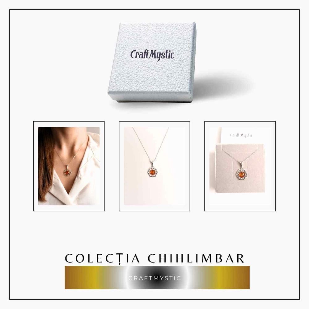 Colier argint 925 cu chihlimbar natural - frumusetea florii [8]