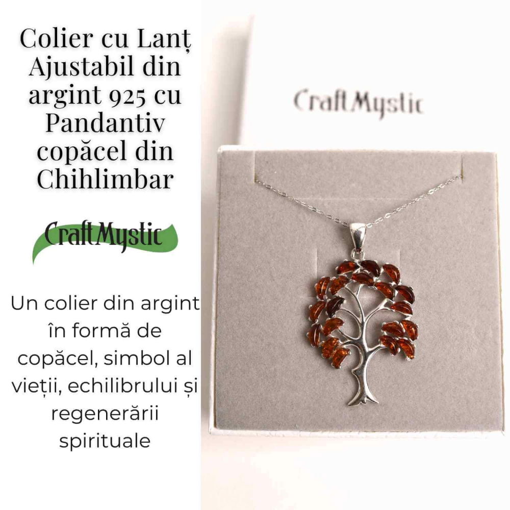 Colier argint 925 cu chihlimbar natural - simbolul copacului vietii [5]