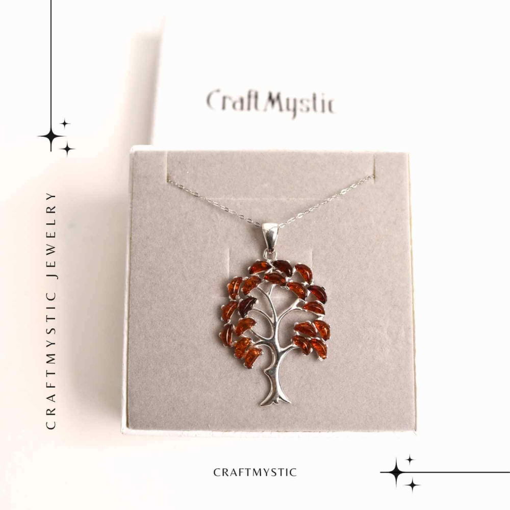 Colier argint 925 cu chihlimbar natural - simbolul copacului vietii [6]