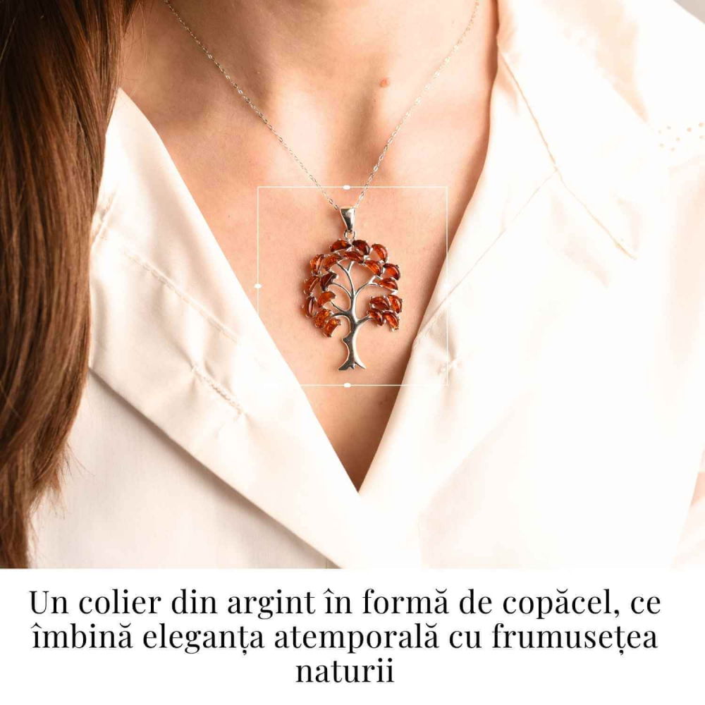 Colier argint 925 cu chihlimbar natural - simbolul copacului vietii [2]