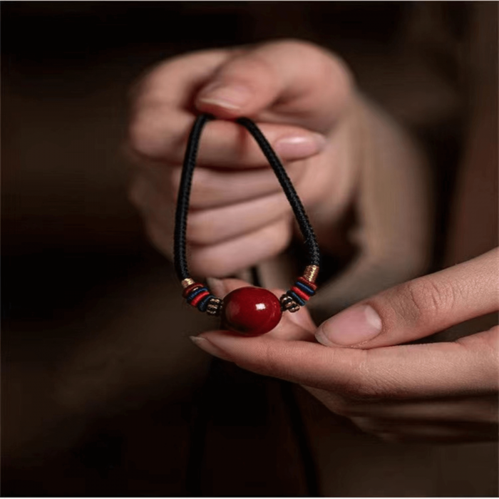 Colier cu pandantiv 16mm din cinabru natural -  Amuleta de vindecare spirituala impotriva chakrei rele, pandantiv reglabil [2]