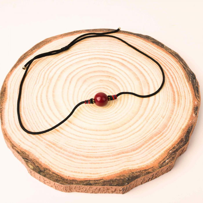 Colier cu pandantiv 16mm din cinabru natural -  Amuleta de vindecare spirituala impotriva chakrei rele, pandantiv reglabil [8]