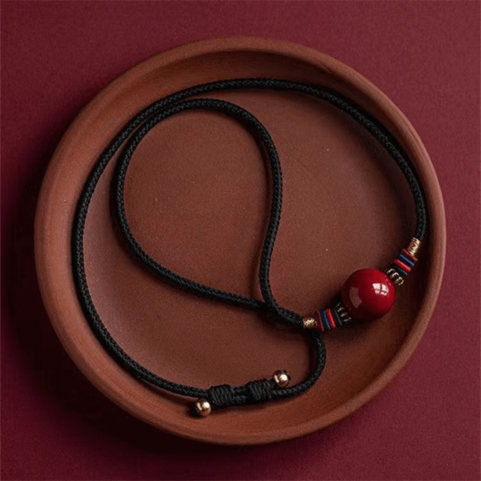 Colier cu pandantiv 16mm din cinabru natural -  Amuleta de vindecare spirituala impotriva chakrei rele, pandantiv reglabil [4]