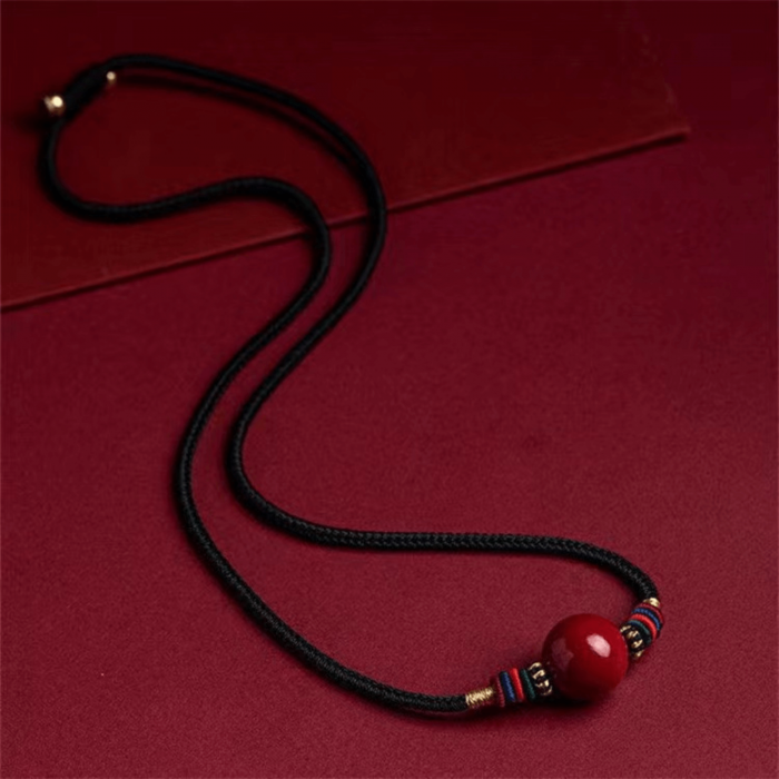 Colier cu pandantiv 16mm din cinabru natural -  Amuleta de vindecare spirituala impotriva chakrei rele, pandantiv reglabil [6]