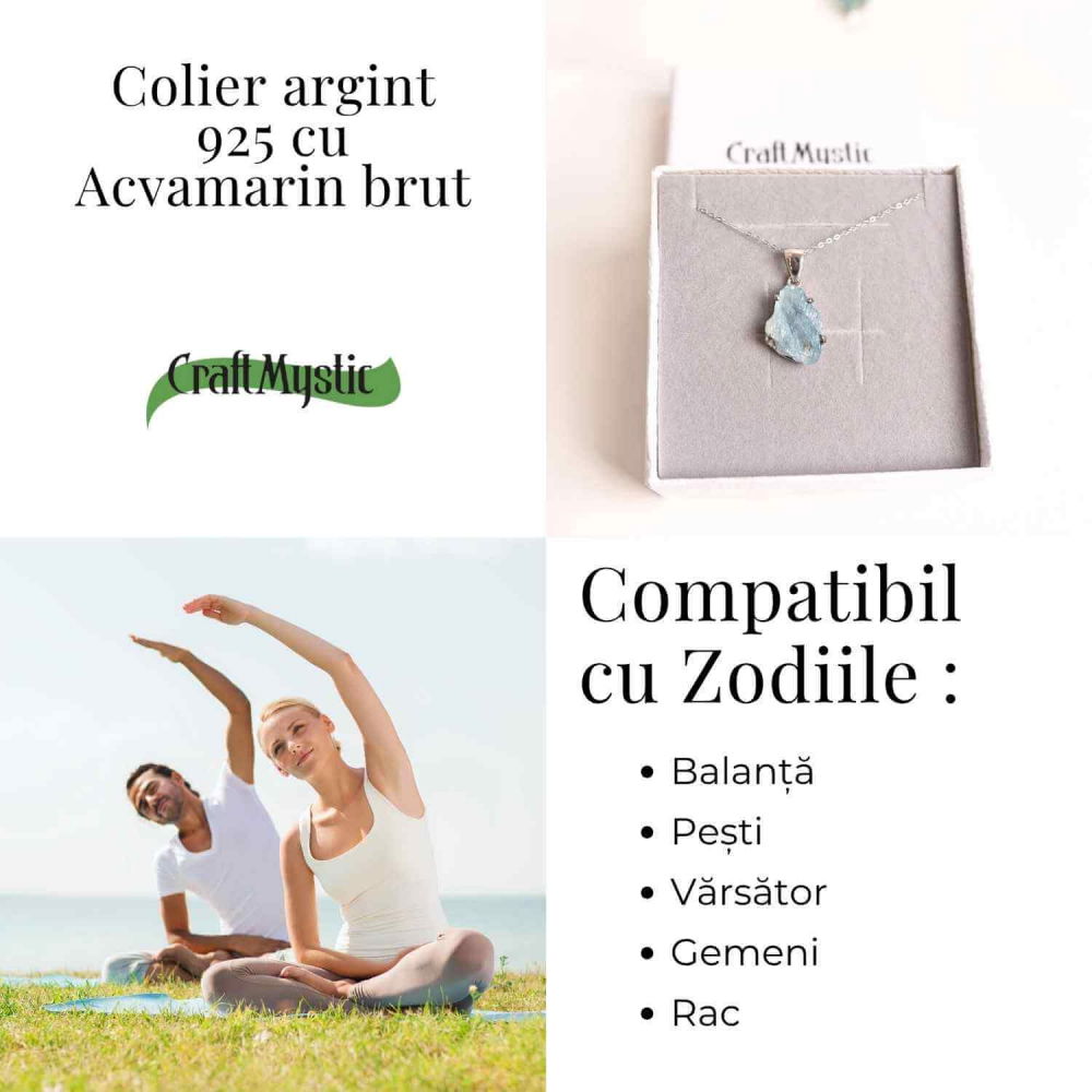 Colier Argint 925 cu Acvamarin Brut 2.95 gr– Liniste Interioara si Claritate [4]