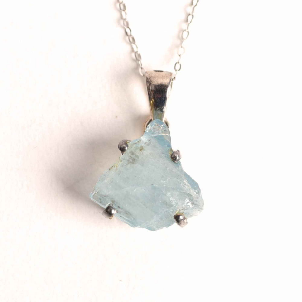 Colier Argint 925 cu Acvamarin Brut 2.95 gr– Liniste Interioara si Claritate [1]