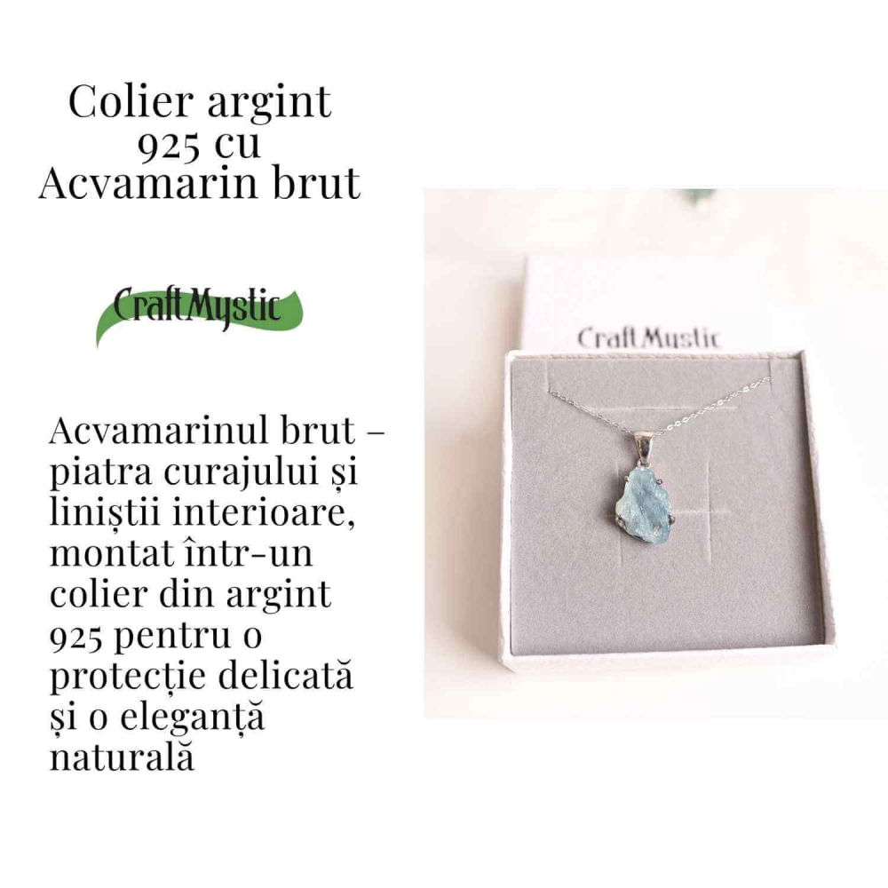 Colier Argint 925 cu Acvamarin Brut 2.95 gr– Liniste Interioara si Claritate [3]