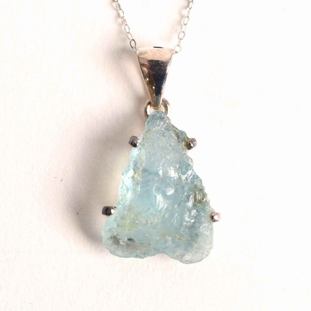 Colier Argint 925 cu Acvamarin Brut 3.83 gr- Liniste Interioara si Claritate [1]