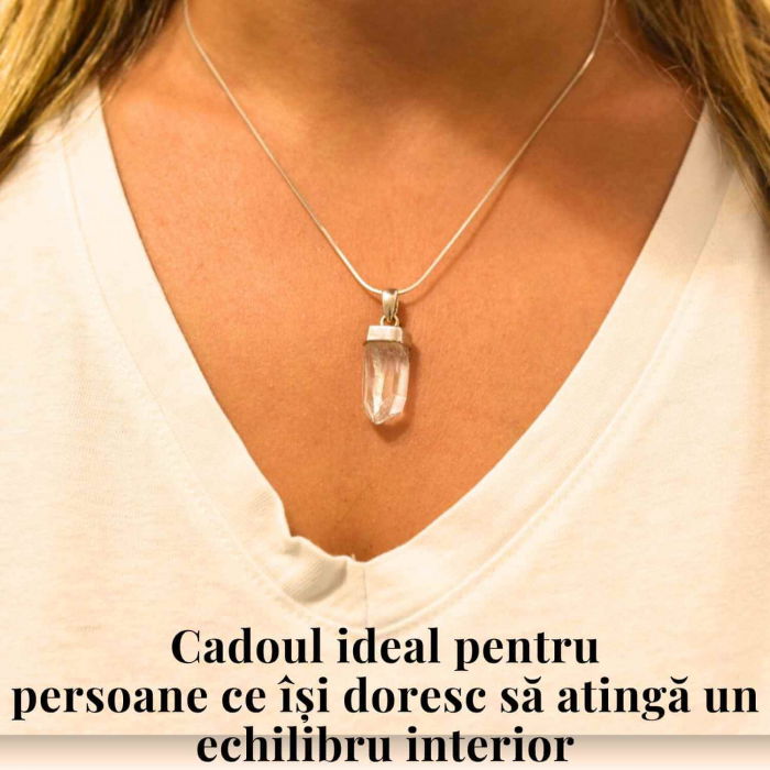 Colier argint 925 cu varf cuart lemurian natural, unic si energizant [2]