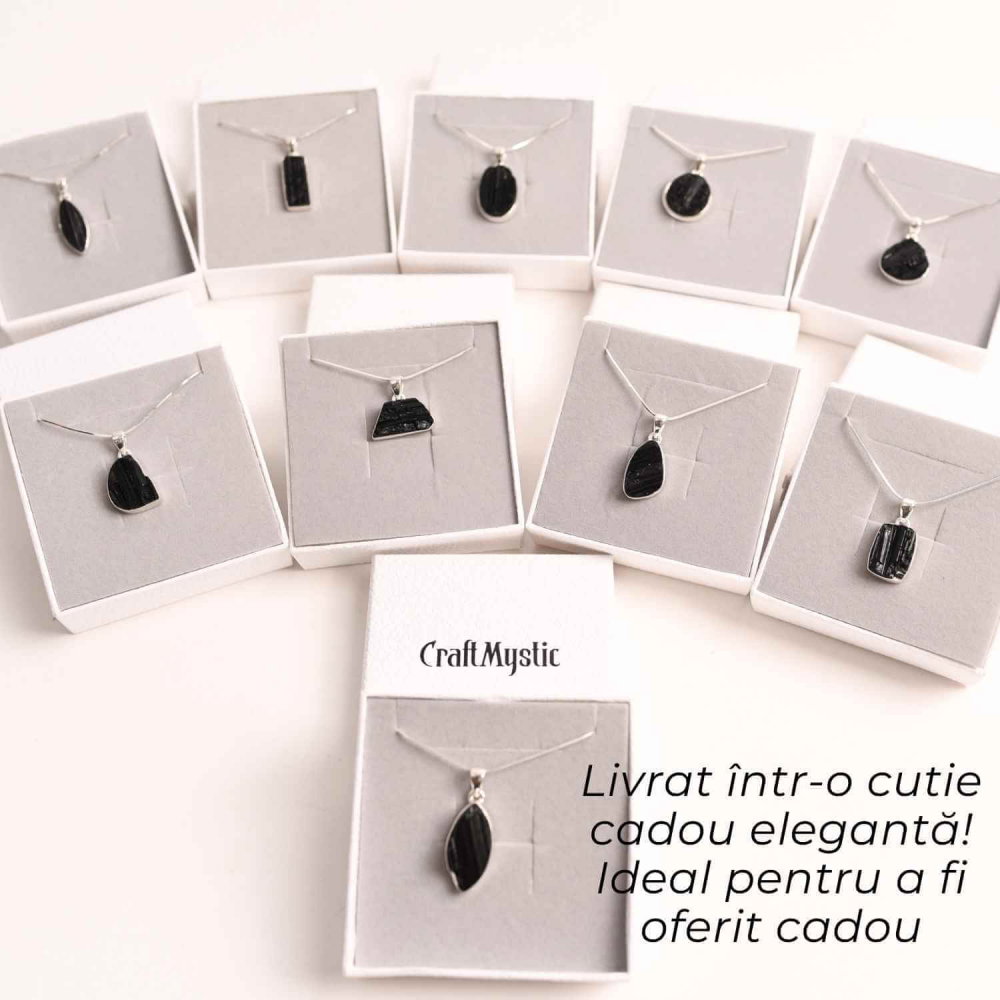 Colier din argint 925 cu turmalina neagra bruta – Protectie si echilibru [5]