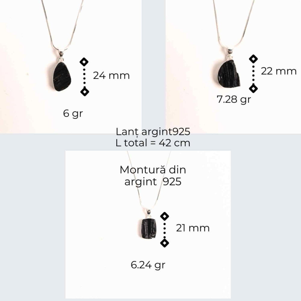 Colier din argint 925 cu turmalina neagra bruta – Protectie si echilibru [6]