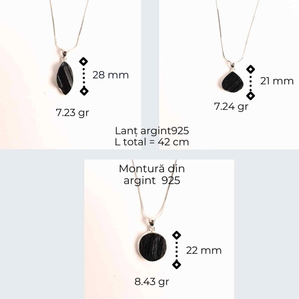 Colier din argint 925 cu turmalina neagra bruta – Protectie si echilibru [8]