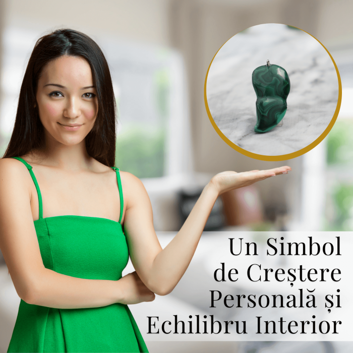 Pandantiv Unic 40-45 mm din Malachit Natural Forma Libera [9]