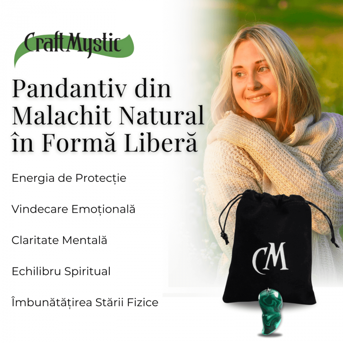 Pandantiv Unic 40-45 mm din Malachit Natural Forma Libera [6]
