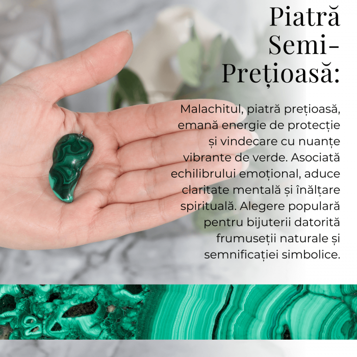 Pandantiv Unic 40-45 mm din Malachit Natural Forma Libera [5]