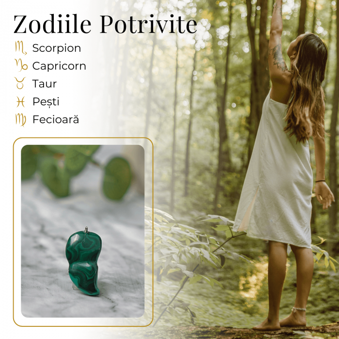 Pandantiv Unic 40-45 mm din Malachit Natural Forma Libera [7]