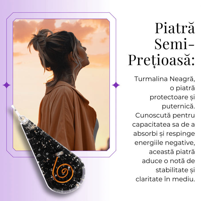  Pandantiv orgonic cu Turmalina Neagra in forma de Lacrima - Pentru purificare emotionala - Absorba Energie Negativa [6]
