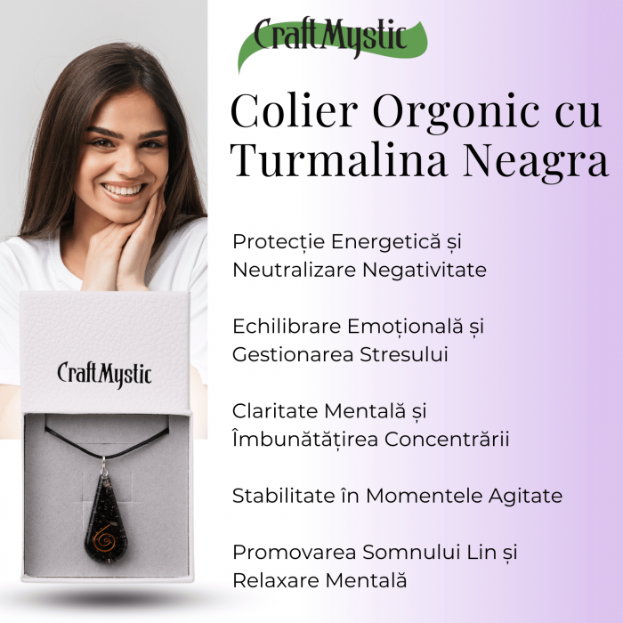  Pandantiv orgonic cu Turmalina Neagra in forma de Lacrima - Pentru purificare emotionala - Absorba Energie Negativa [4]