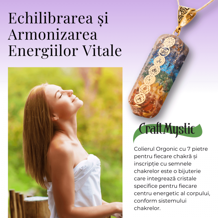 Pandantiv orgonic cu Cristale si Simbolurile Chakrelor lucrat manual [3]