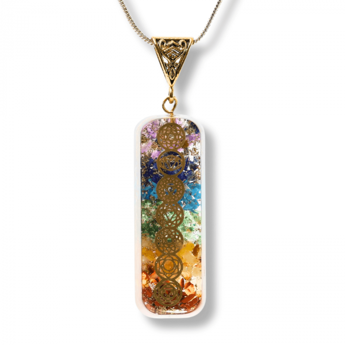 Pandantiv orgonic cu Cristale si Simbolurile Chakrelor lucrat manual [1]