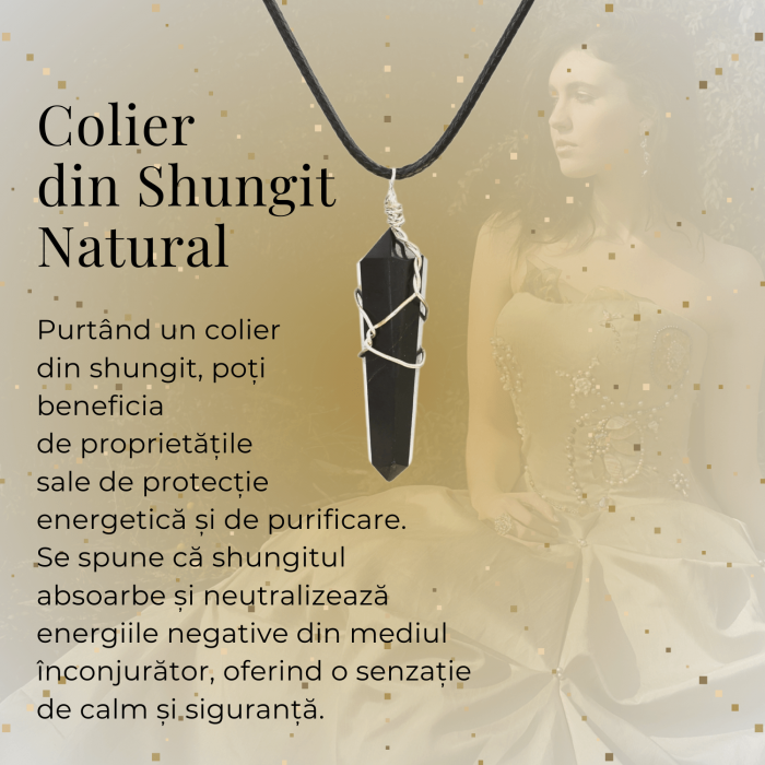 Colier Ajustabil cu Pandantiv Hexagonal din Shungit Natural, 35mm [4]