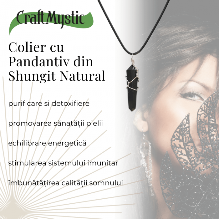 Colier Ajustabil cu Pandantiv Hexagonal din Shungit Natural, 35mm [7]