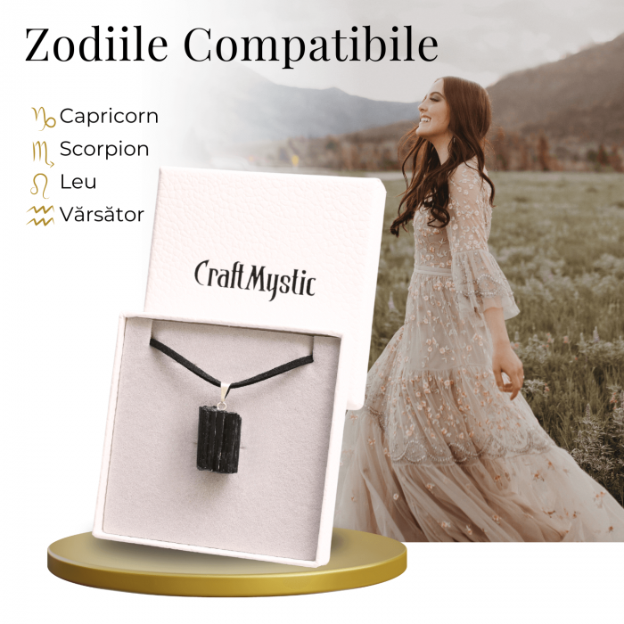 Colier Ajustabil cu Pandantiv din Turmalina Neagra Naturala 25-30mm [7]